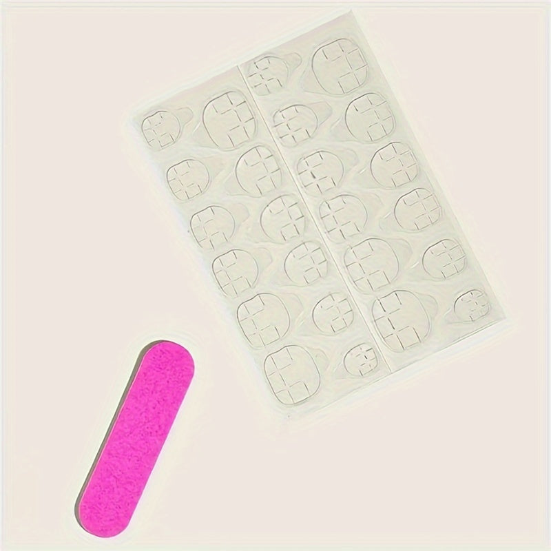 24pcs Glossy Medium Almond Fake Nails F623
