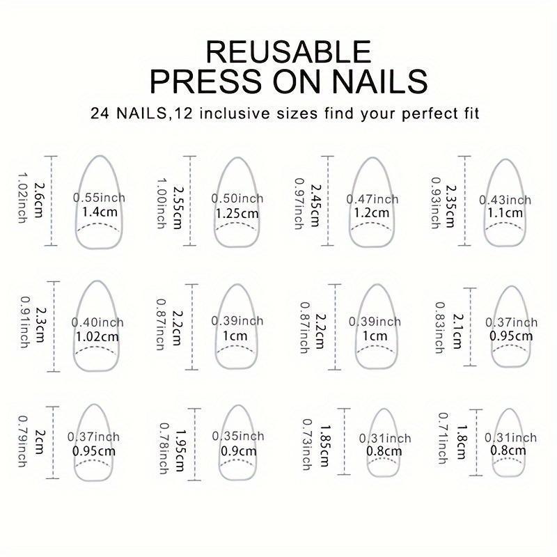 24pcs Set of Medium Almond-Shaped Red & White Press-On Nails - F637