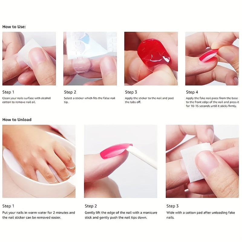 24pcs Glossy Medium Almond Fake Nails F623