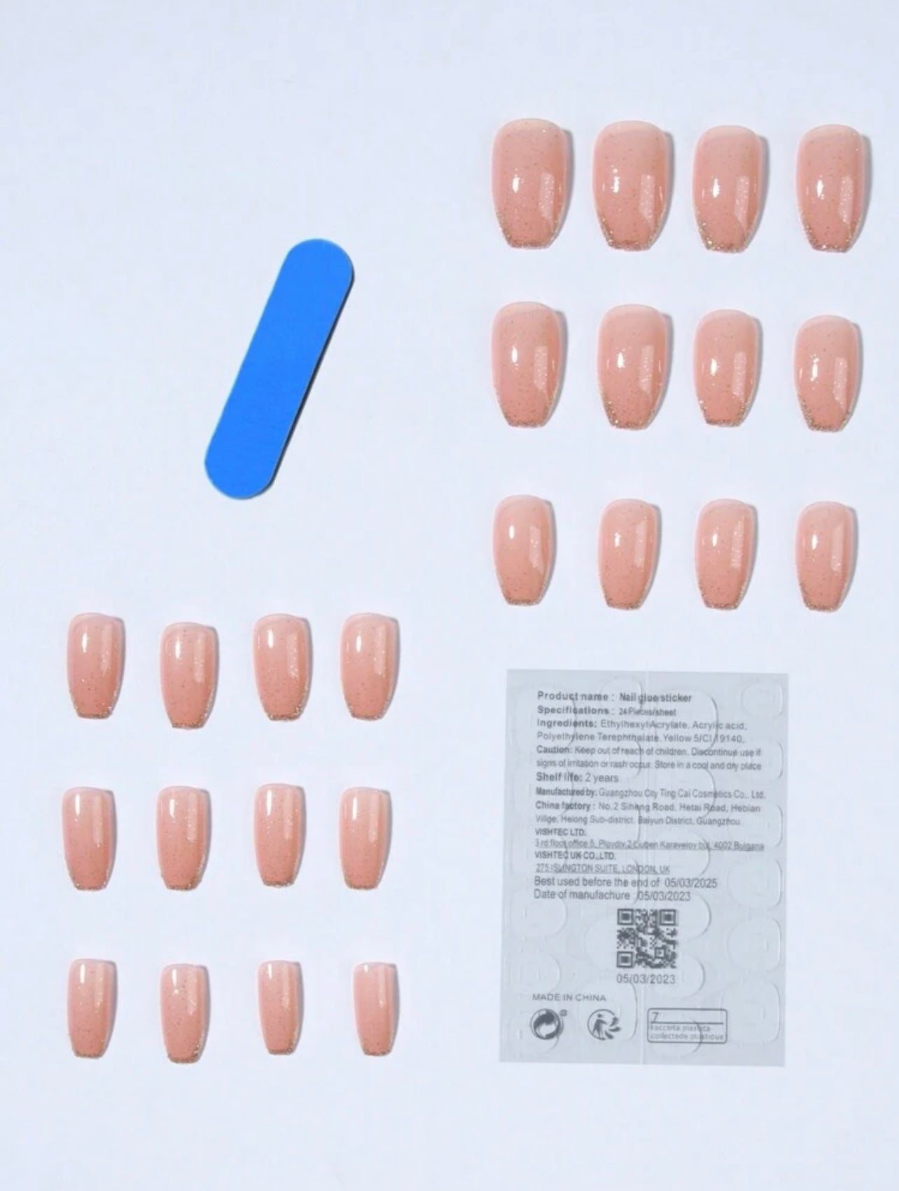 Short Square French Gradient Pink & White Nails