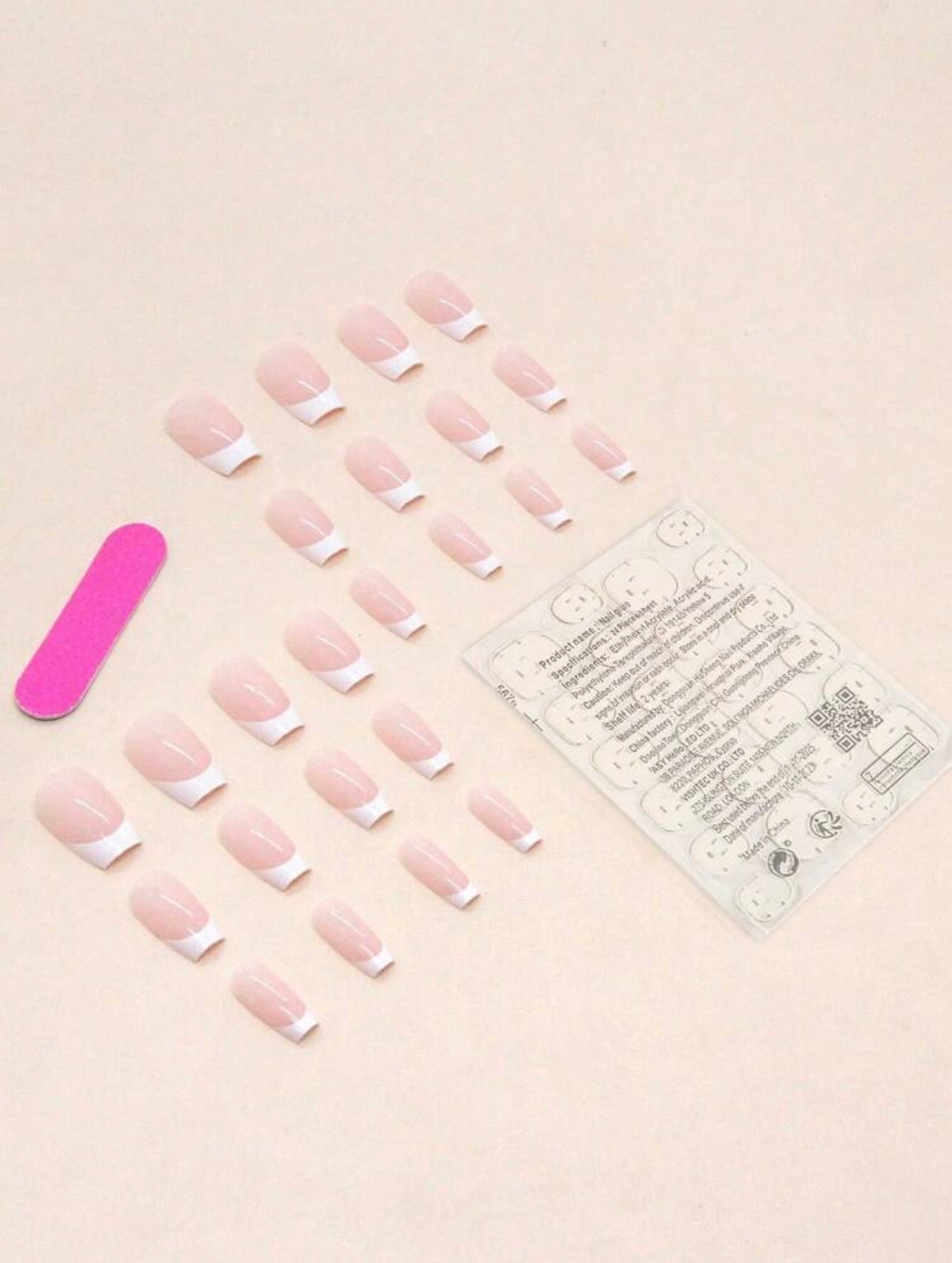 Short T-shaped French Pure Clear White Press on Nails