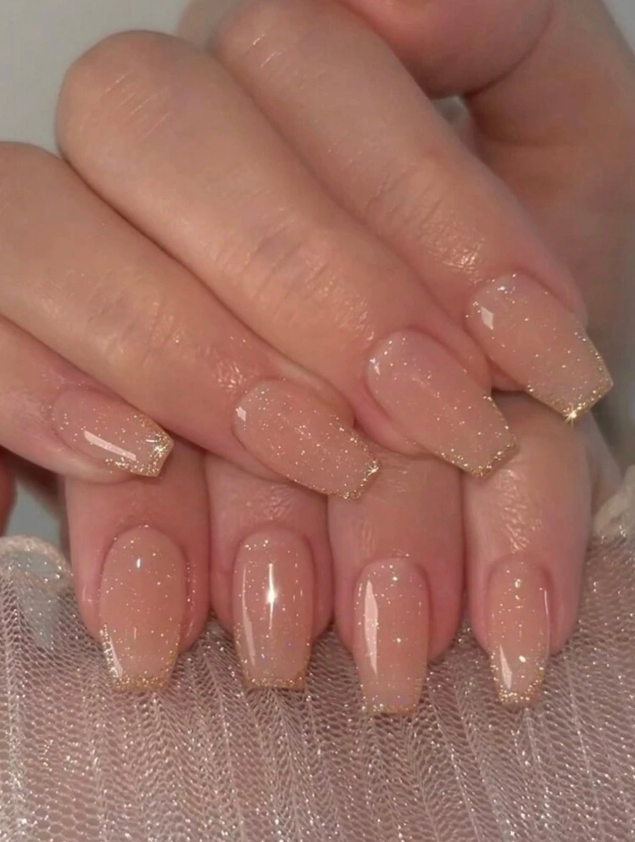 Short Square French Gradient Pink & White Nails