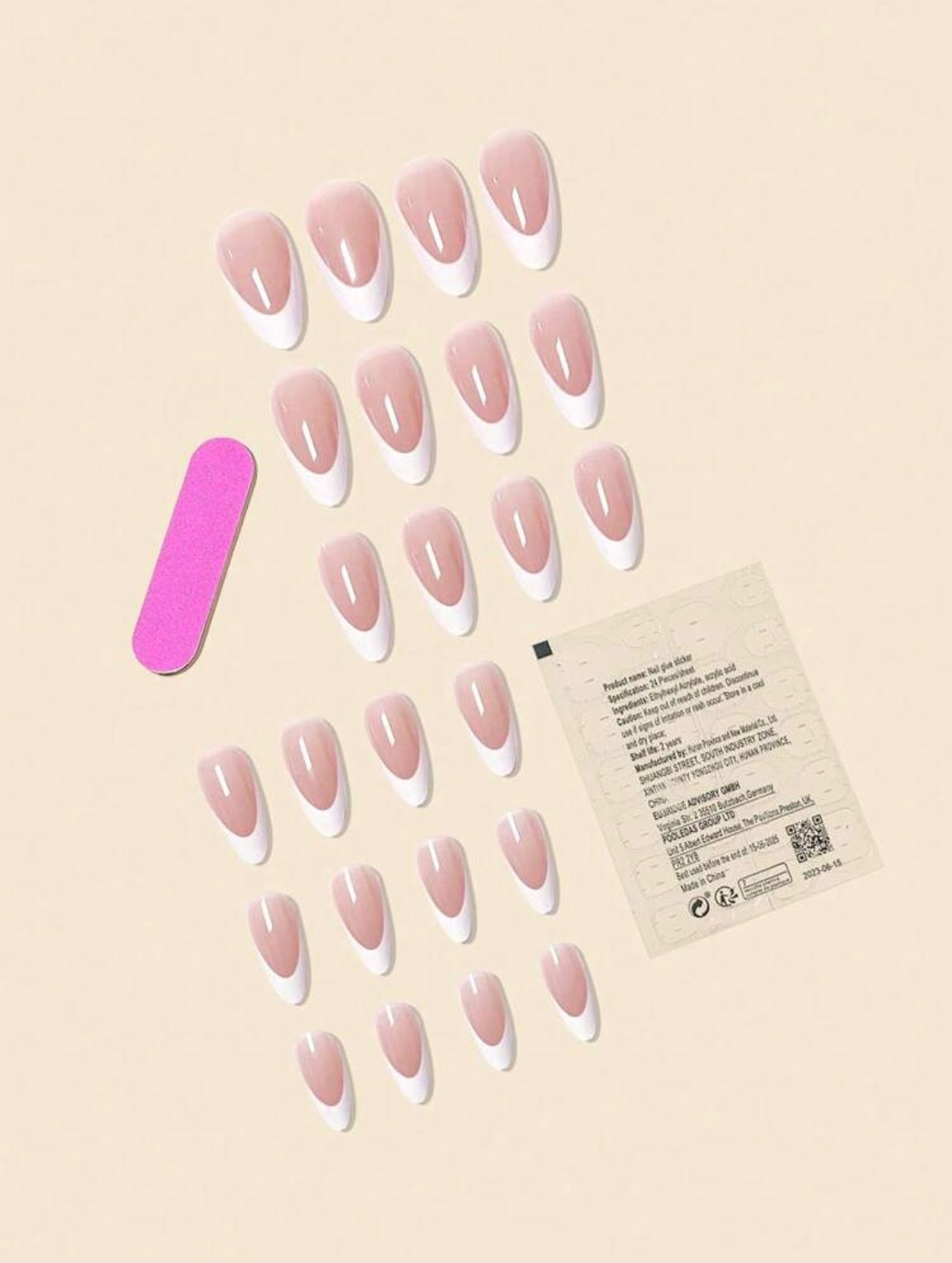 Minimalist white French glossy painted French Tip Press On Nails F662