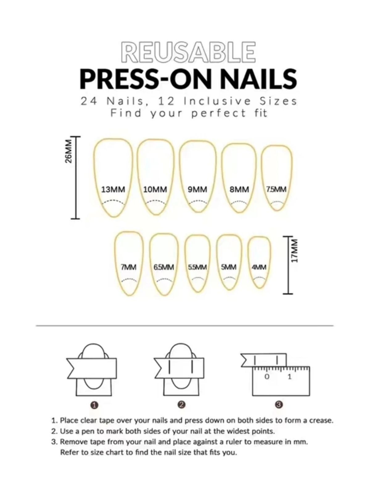 Minimalist white French glossy painted French Tip Press On Nails F662