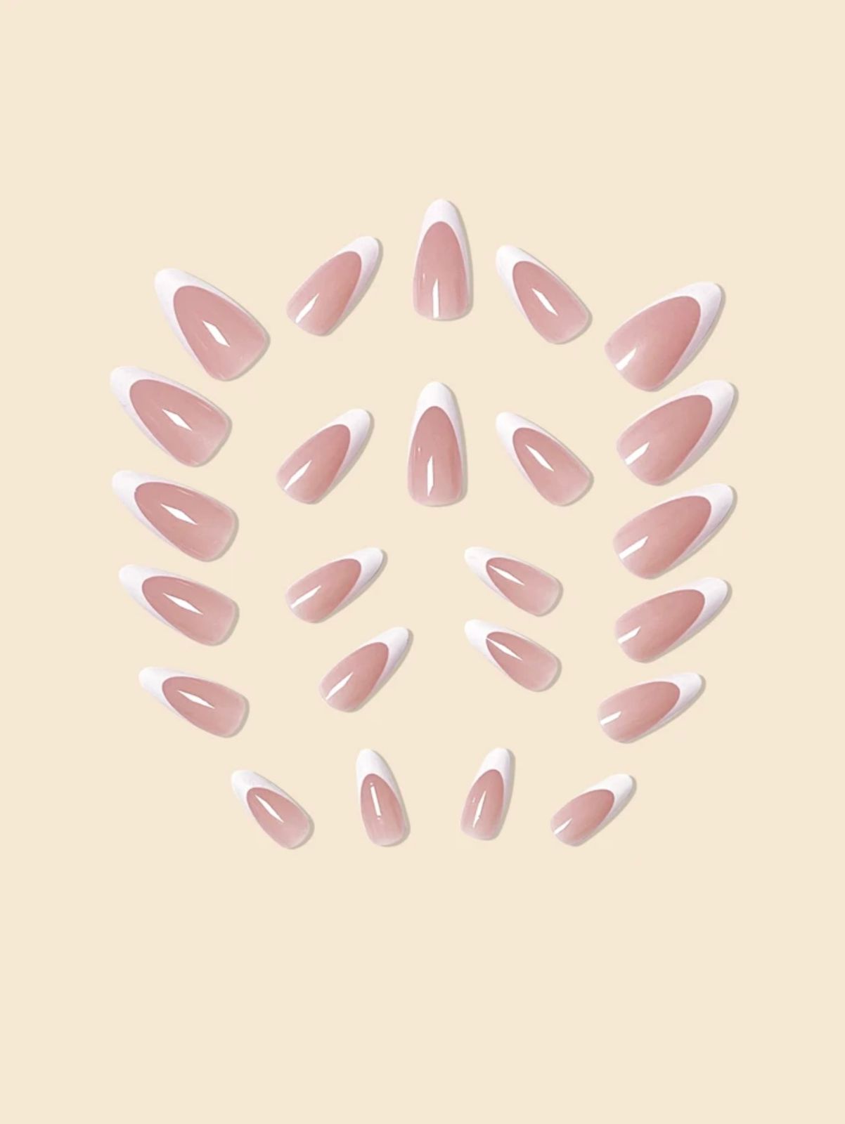 Minimalist white French glossy painted French Tip Press On Nails F662