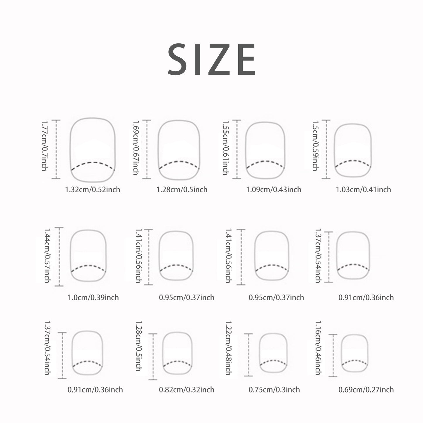 24pcs Glossy White French Tip Press On Nails F628