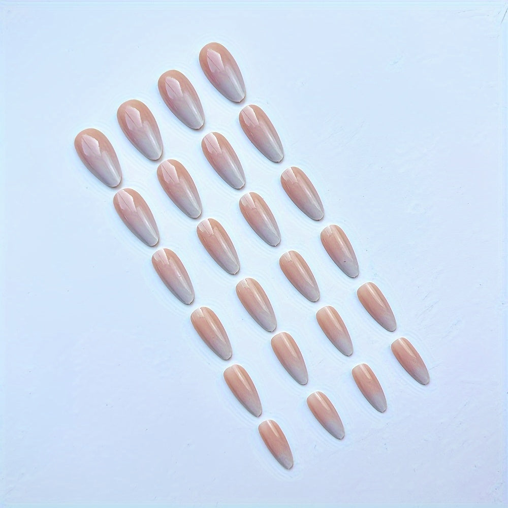 24pcs Glossy Long Almond Nails F621