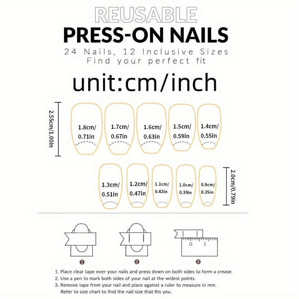 24pcs Glossy Long Ballerina Nails F622