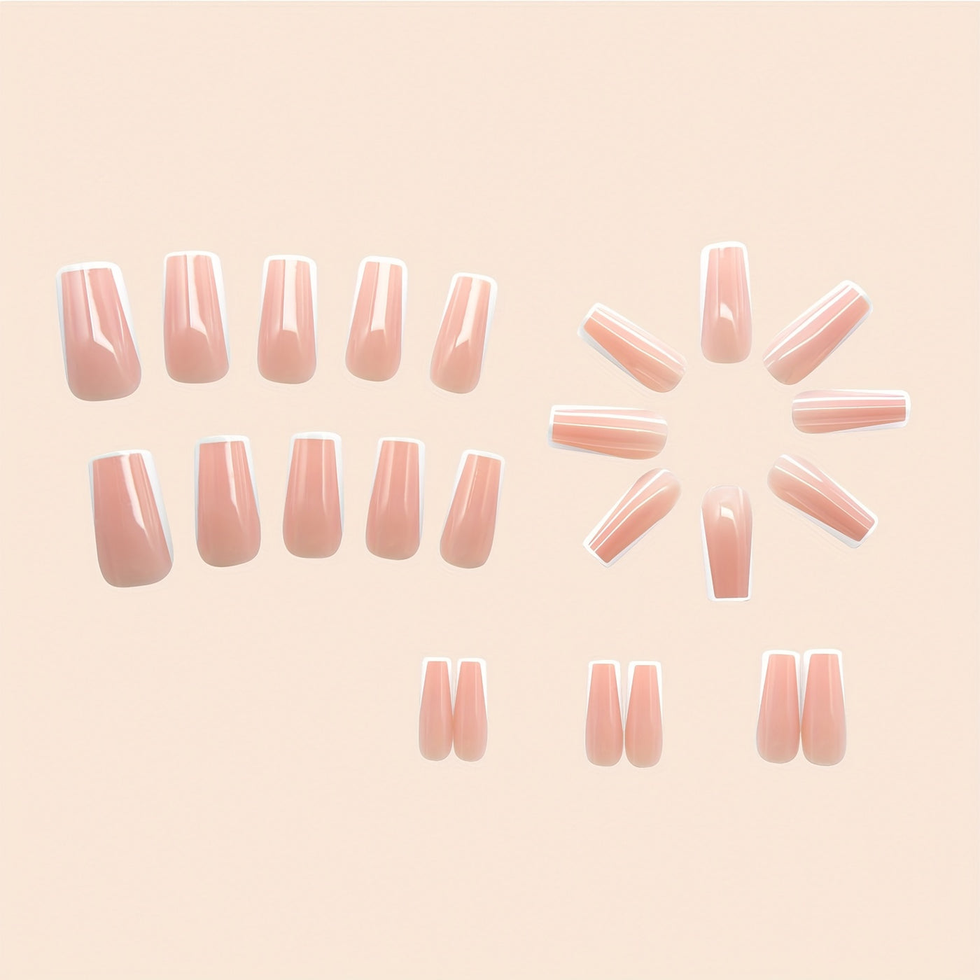 24pcs Glossy Medium Ballerina Fake Nails F624