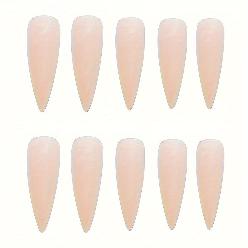 24pcs Nude Almond Shaped Long Press-On Nails Set F632