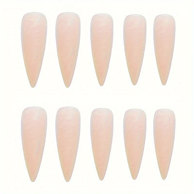 24pcs Nude Almond Shaped Long Press-On Nails Set F632