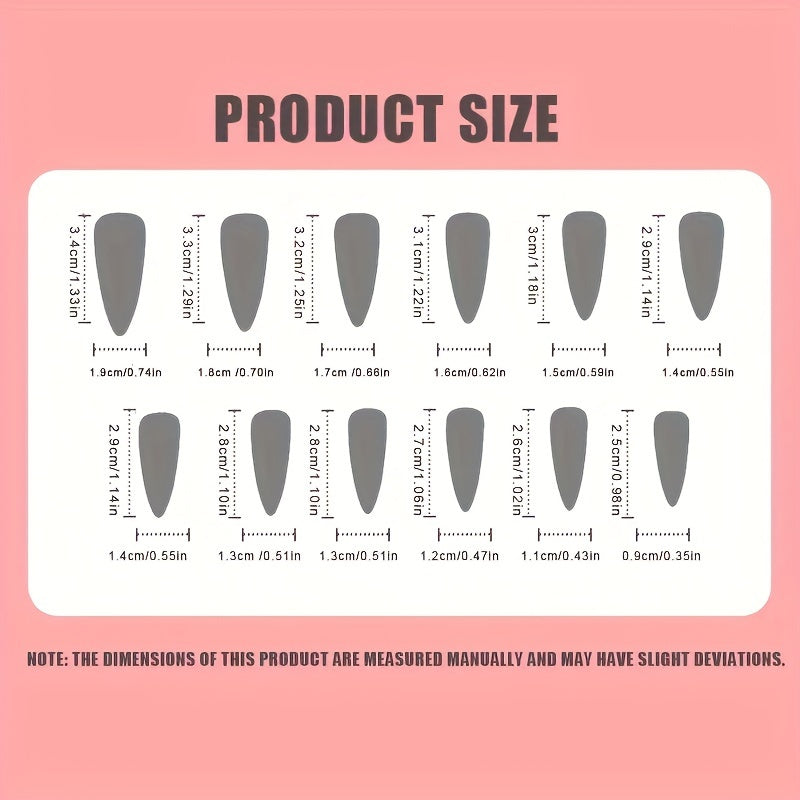 24pcs Nude Almond Shaped Long Press-On Nails Set F632