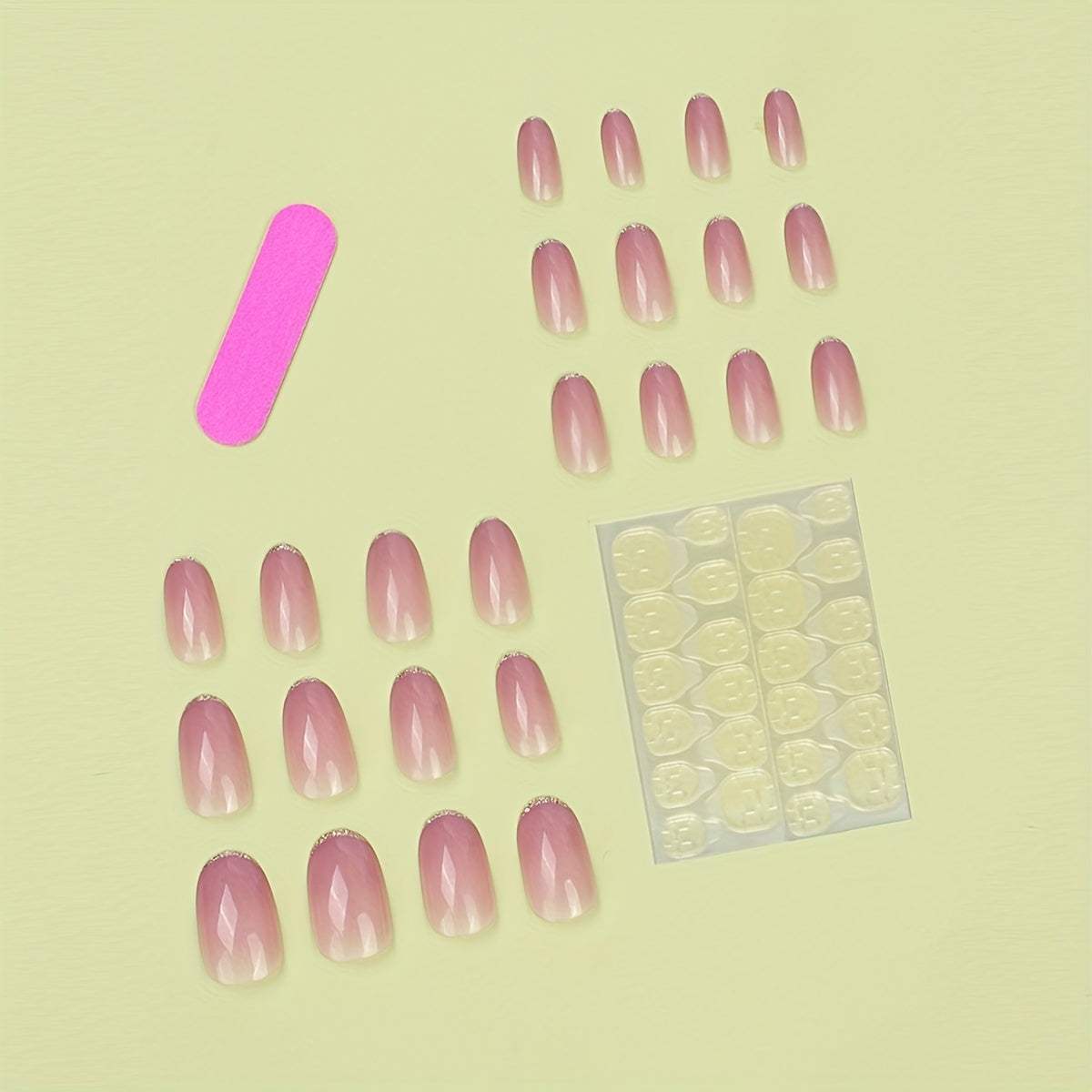 24pcs Glossy Medium Oval Fake Nails F625