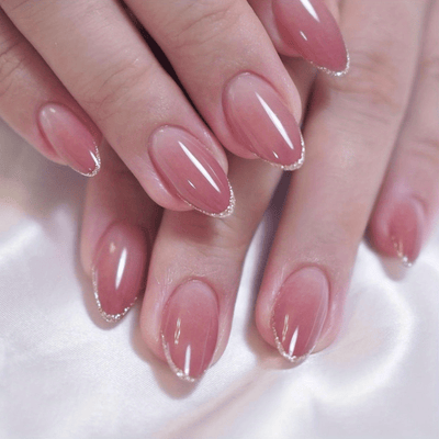 24pcs Glossy Medium Oval Fake Nails F625