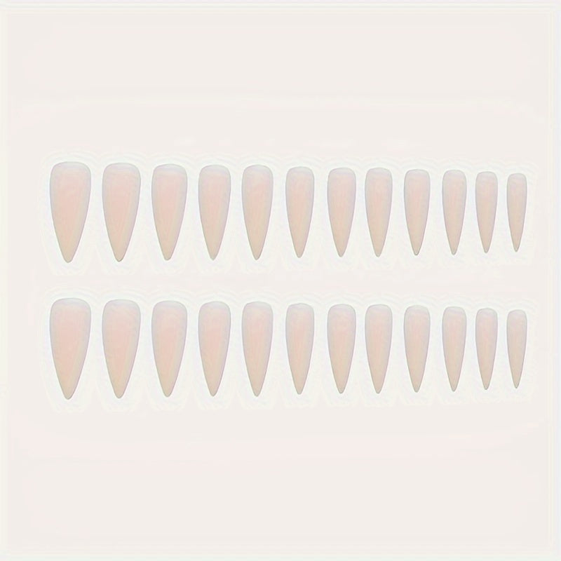 24pcs Nude Almond Shaped Long Press-On Nails Set F632