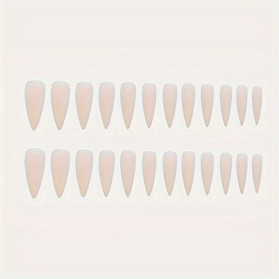 24pcs Nude Almond Shaped Long Press-On Nails Set F632