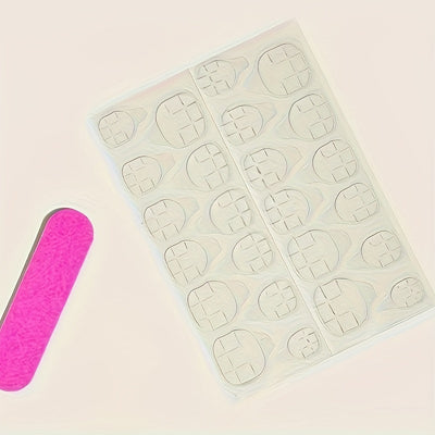 24-Piece Set Pink Oval Short Press On Nails F611