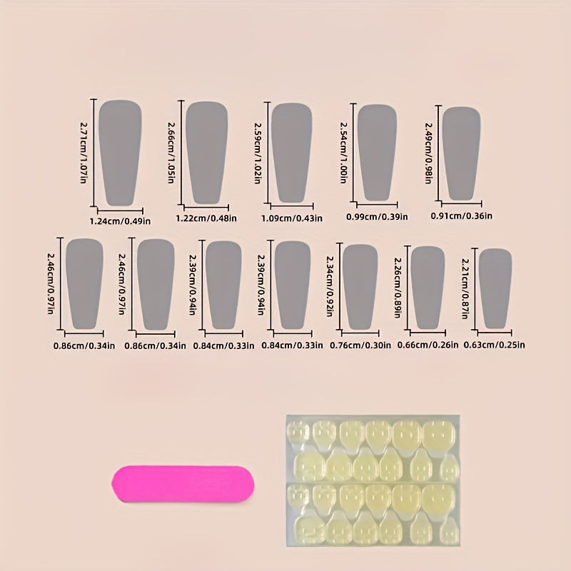 24pcs Long Coffin Press-On Nails F631