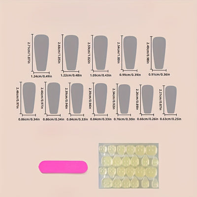 24pcs Long Coffin Press-On Nails F631