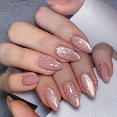 30-Piece Set Nude Almond Shaped Press-On Nails - F643