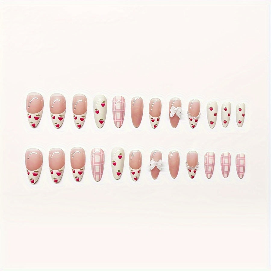 24-Piece Long Almond Shaped False Nails F608