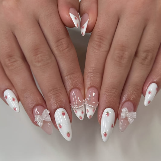 24-Piece Long Almond Shaped False Nails F608