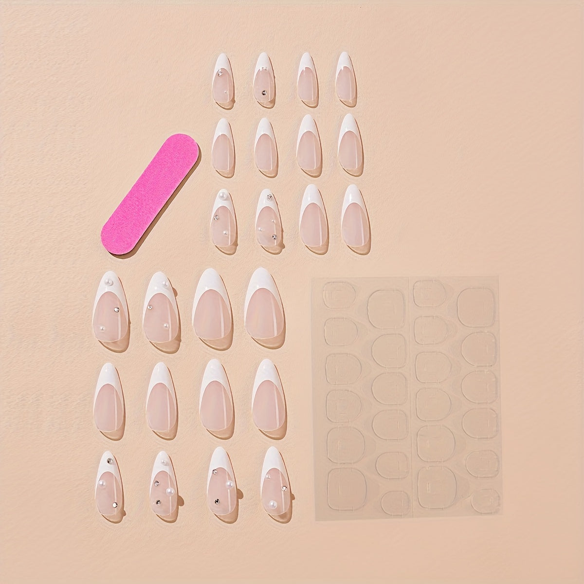 24PCS Almond Press On Nails F610