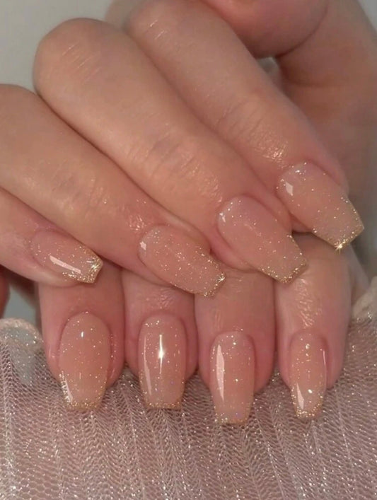 Short Square French Gradient Pink & White  Nails
