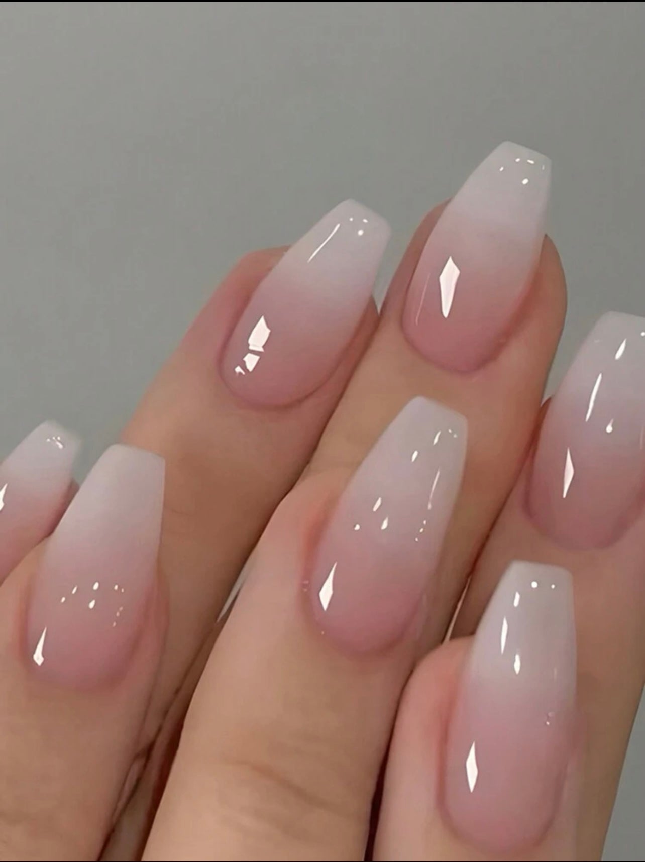 Short Coffin Shape Jelly Pink Nail F667