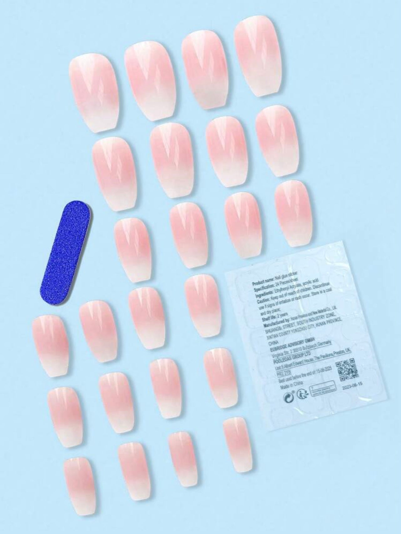 Short Coffin Shape Jelly Pink Nail F667