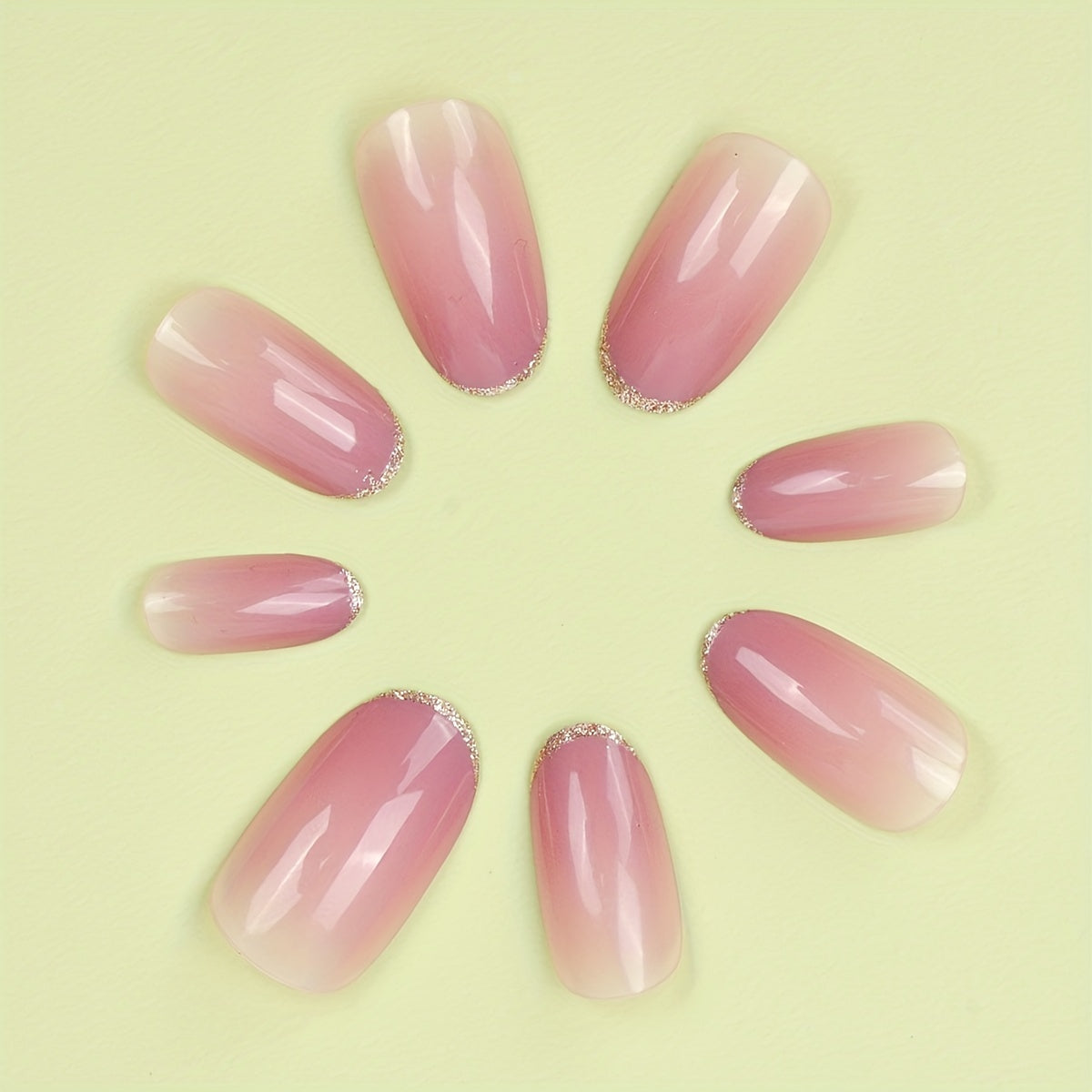 24pcs Glossy Medium Oval Fake Nails F625