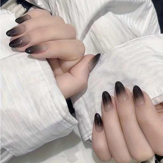 24pcs Glossy Medium Almond Fake Nails F623
