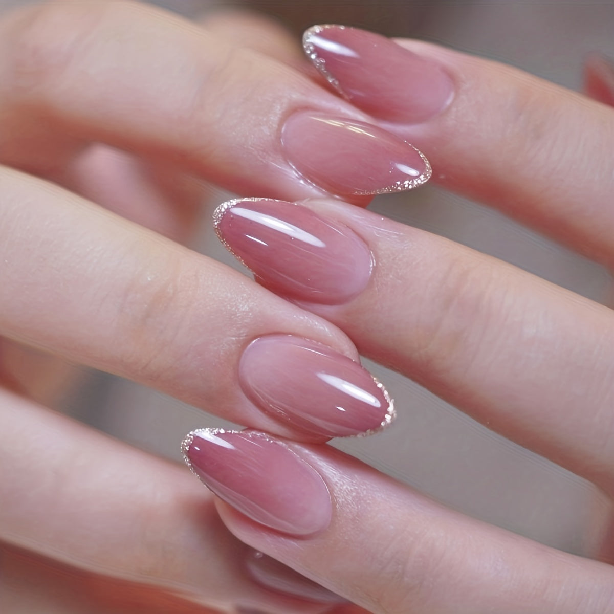 24pcs Glossy Medium Oval Fake Nails F625