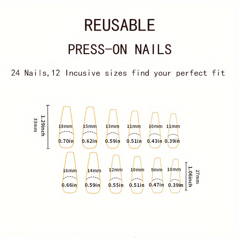 24pcs Press-on Nails F634