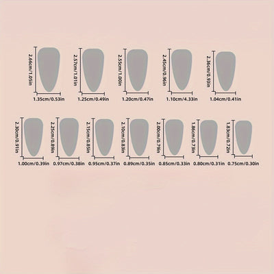 24-Piece Long Almond Shaped False Nails F608