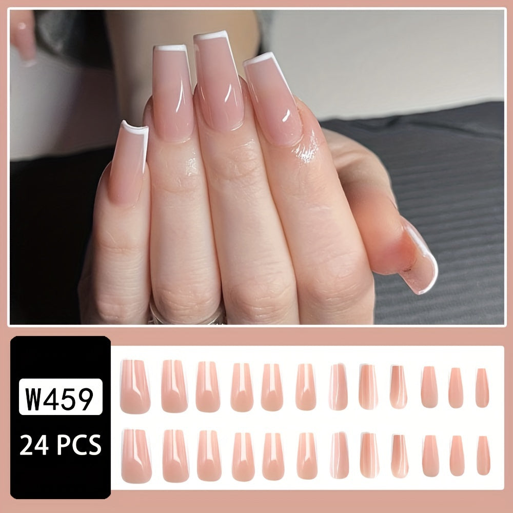 24pcs Glossy Medium Ballerina Fake Nails F624