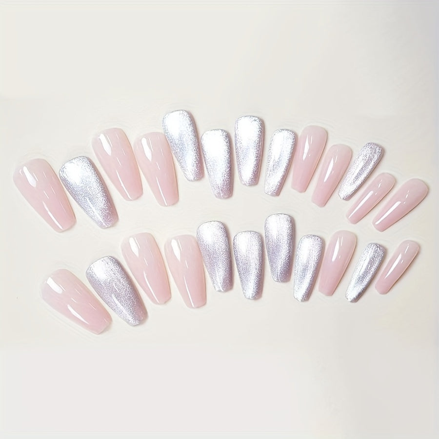 24pcs Transparent Pink Fake Nails F640