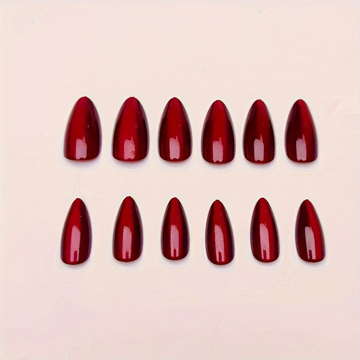 24pcs Elegant Cherry Red Almond Shaped Press-On Nails F618