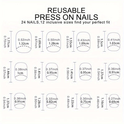 24Pcs French Manicure Press On Nails -F619