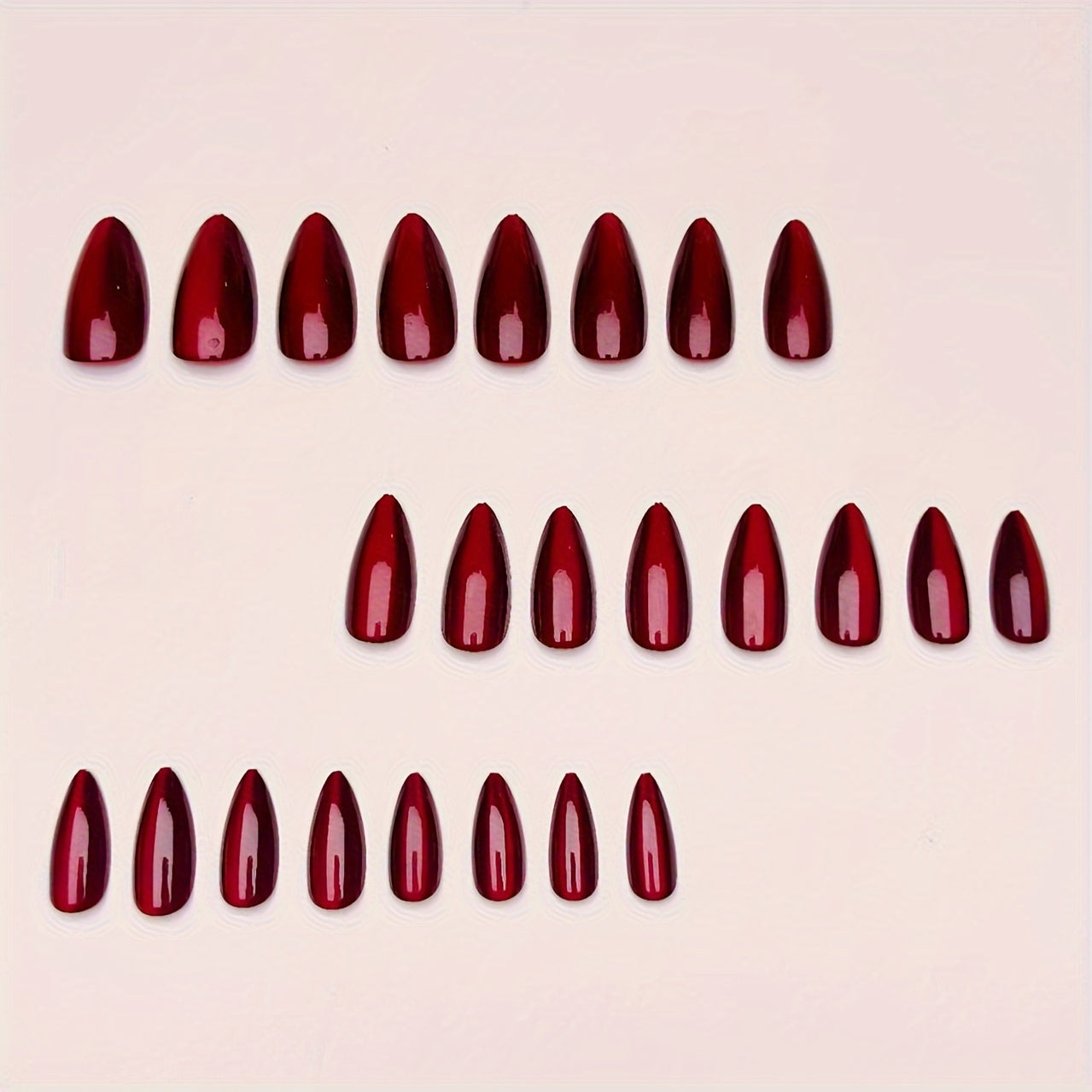 24pcs Elegant Cherry Red Almond Shaped Press-On Nails F618