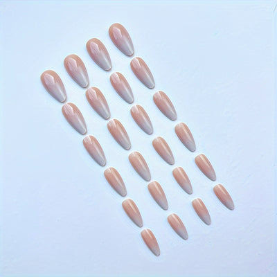 24pcs Glossy Long Almond  Nails F621