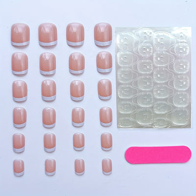 24pcs Glossy Nude Square Fake Nails F626