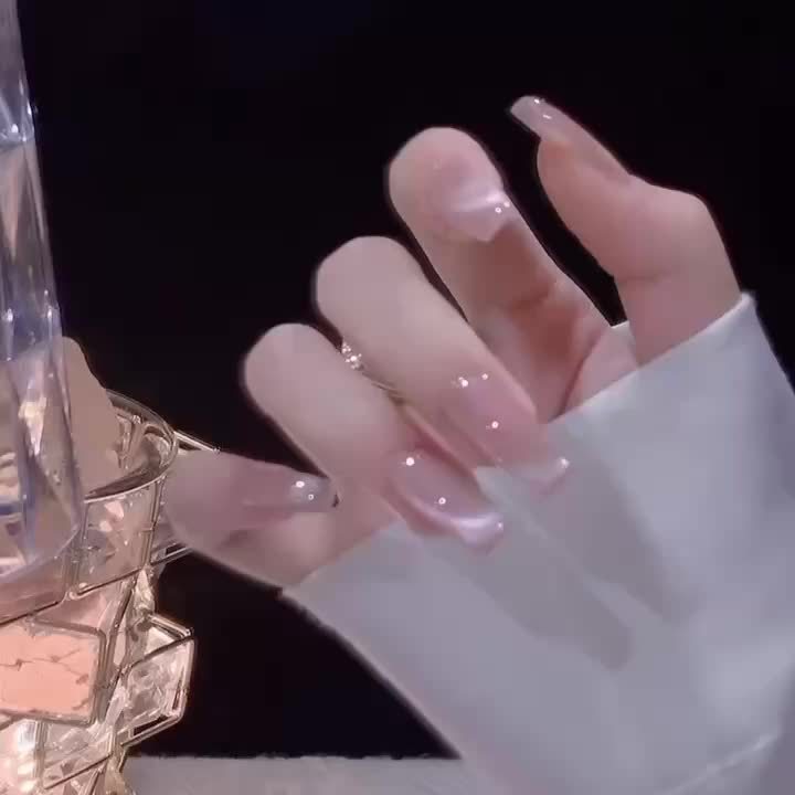 24pcs Transparent Pink Fake Nails F640